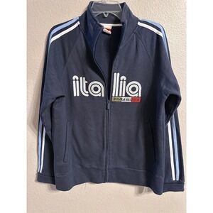 Italia Roma Atletica Full‎ Zip Track Jacket Navy Blue Striped